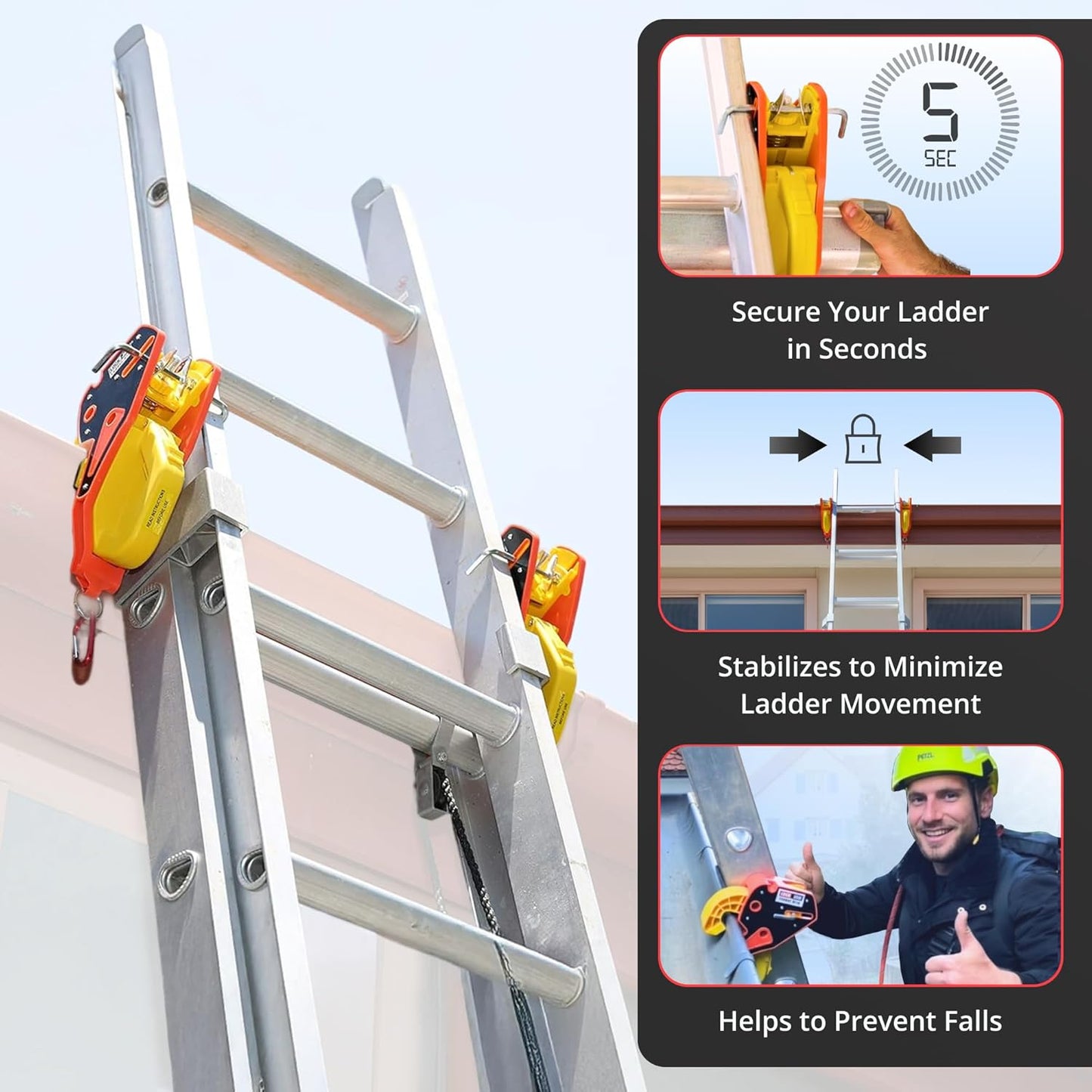 Lock Jaw Ladder Grip - Ladder Veiligheidsclip - Voel u veilig op uw ladders en klim veiliger (Enkelvoudige Eenheid) (Verpakking van 1)