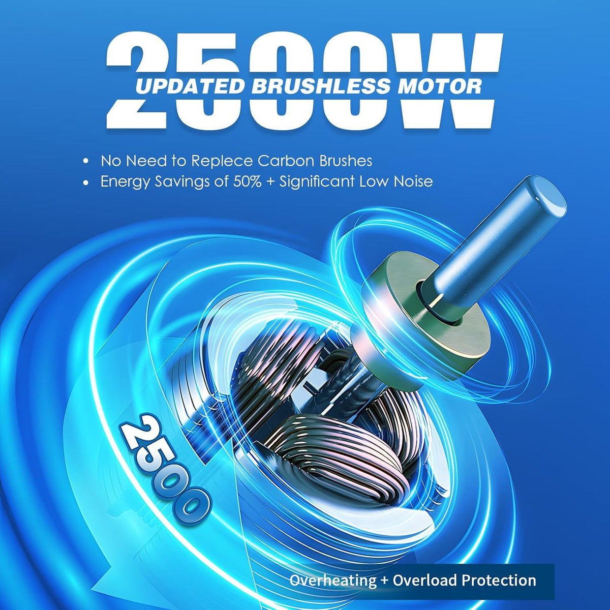 NEWTRY Elektrische kettingtakel van 2500 W, 1000 kg, 2 versnellingen, 4 m/min en 6,8 m/min, borstelloze motor, draadloze en bekabelde bediening, brugkranlift, G80 3 m hefhoogte