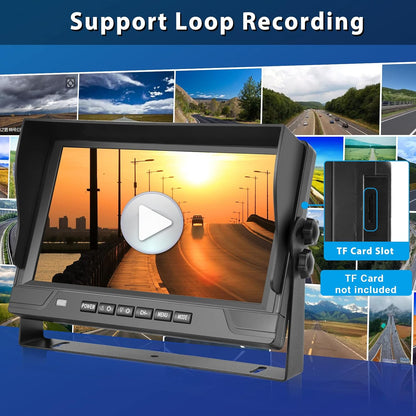 Hodozzy Achteruitrijcamera met 9 inch 4 gedeelde monitor, 4 camera's AHD nachtzicht IP68 waterdicht, voor achter camera met kabel 2 x 10 m en 2 x 20 m, 12 V 24 V
