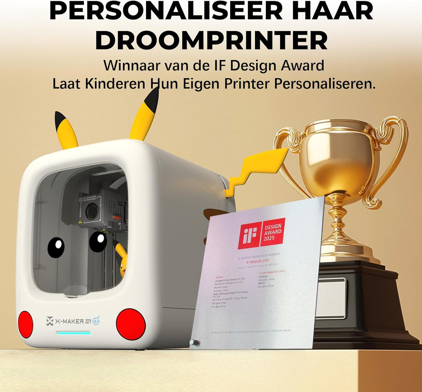 AI-Aangedreven X-MAKER JOY 3D-Printer Voor Kinderen, Volledig Gemonteerde Mini 3D-Printer Met Snelheid Tot 400 Mm/s, Automatisch Nivelleren, 1500+ Modellen & 16+ Modules，Kerstcadeau
