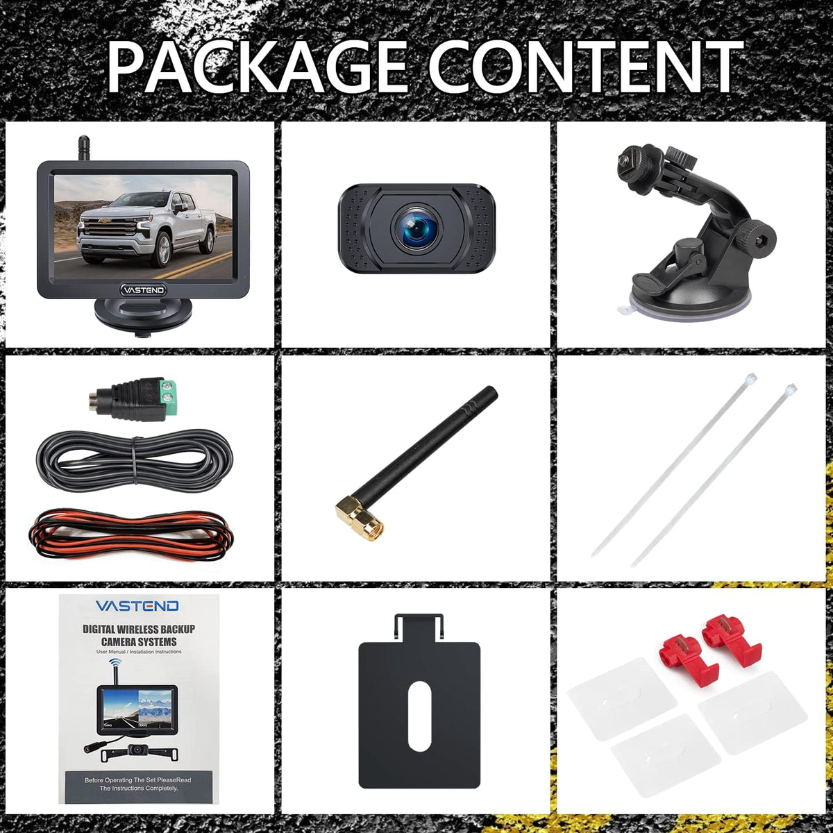 achteruitrijcamera Draadloze HD 1080P autocamera, 5'' monitor, gesplitst scherm 2 kanalen, waterdichte nachtzicht achteruitrijcamera set voor auto, SUV, personenauto (V02)