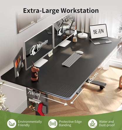 MAIDeSITe In Hoogte Verstelbaar Bureau (140 x 70 cm) Gemakkelijk te Monteren Bureau in Hoogte Verstelbaar Elektrisch met 4 Geheugenknoppen en Memoboard en 360° Wielen Bureau SN1