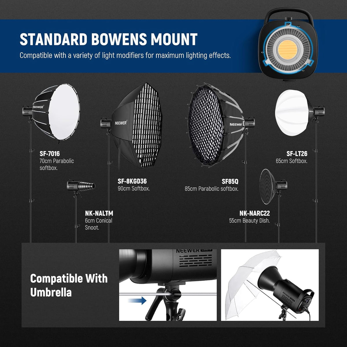 LED-videolicht – Videolamp – Studioverlichting – Continu licht – Fotolicht – 70W 34.000 lux – Bikleur 2700-6500K
