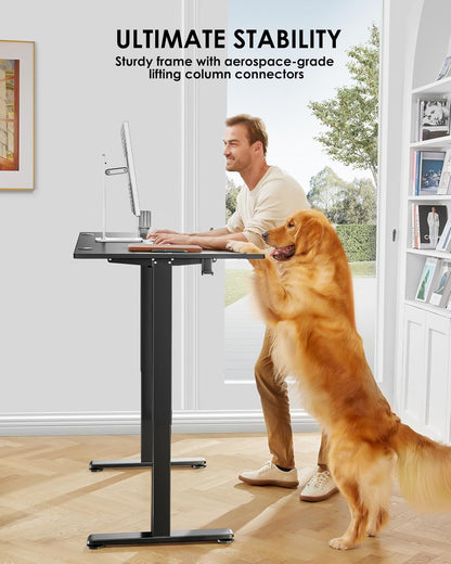 ErGear Elektrisch Zit-Sta Bureau Hoogte Verstelbaar 140 x 70 cm, Zit-Sta Bureau met 4 Geheugen Smart Paneel voor Kantoor thuis met Verdeelplaat