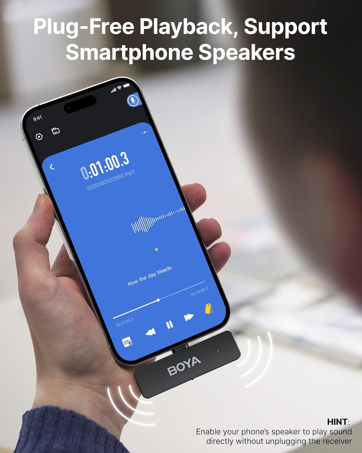BOYA BY-V4U Microfoon Draadloos voor iPhone 15/16, Android Smartphone, 4-kanaals Mono Uitgang, Mini Microfoon, Draadloze Lavalier Microfoon Type-C, Ruisonderdrukking, 360° Clip Revers Microfoon voor