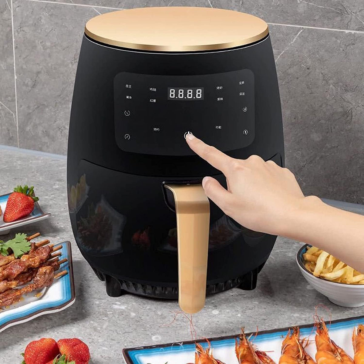 Hot air fryer - Airfryer - Hot air circulation cooker - Smart Touch AirFryer - 4.5L- 1400W - Intelligent Deep Air Fryer - Black