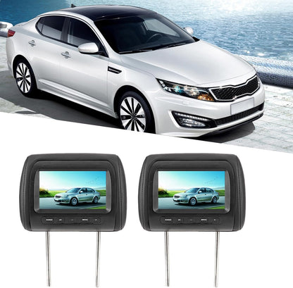 7 Inch LCD-scherm voor Autohoofdsteun, 2 Stuks 16: 9 800 X 480 Breedbeeld, Ondersteuning voor 2 Video-ingangen, Universele Autohoofdsteunmonitor met Draadloze Afstandsbediening,