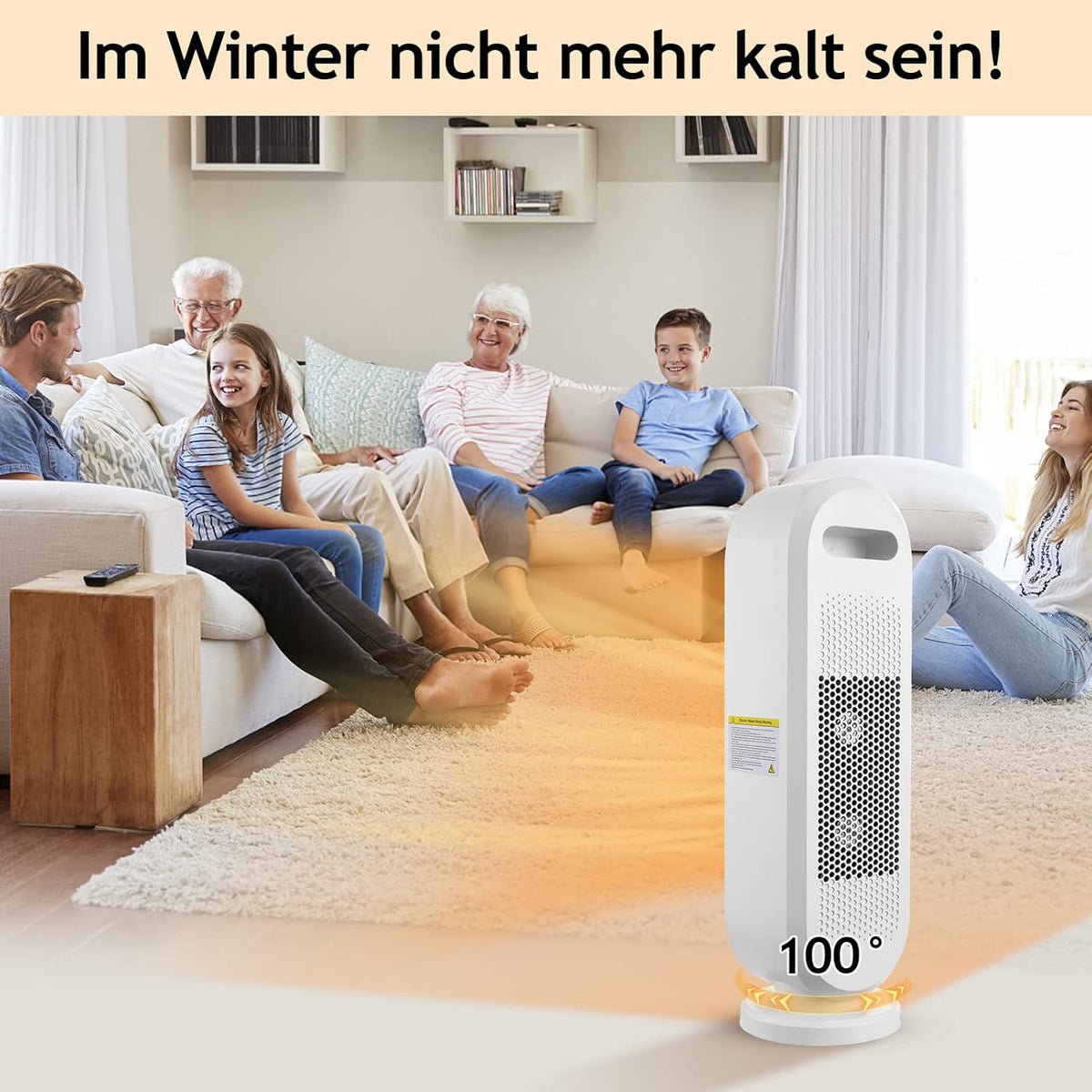 Ventilatorkachel, keramische ventilatorkachel, 2000 W, 3 modi, thermostaat, ventilatorkachel, 12-uurs timer, kantelbeveiliging, 100 graden oscillatie, ruimteverwarming voor thuis en op kantoor, wit,