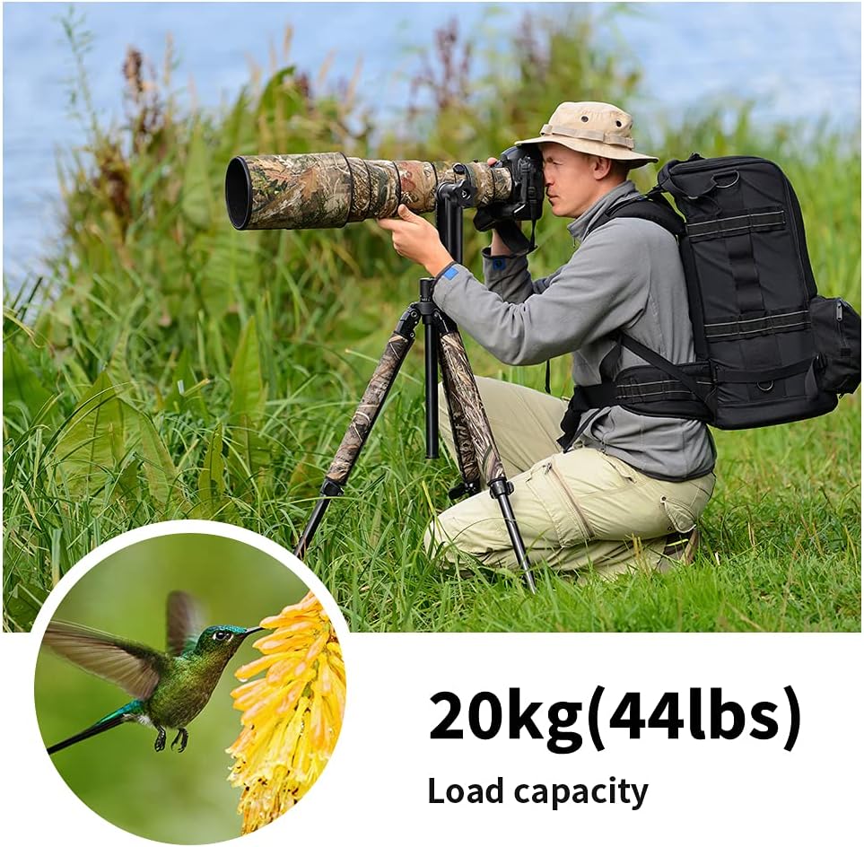 K&F Concept Panoramische statiefkop 360° van aluminium, standaard 1/4 inch snellade en waterpas, hefbereik 70 mm, belasting 20 kg, voor DSLR digitale spiegelcamera