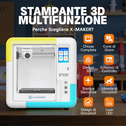 X‑Maker 3D-Printer met Ontwerpsoftware, AI-Ontwerpsoftware, Uitgebreide Printbibliotheek, Zelfontwikkelde App en 15 Ontwerpmodules,Snel 3D-Printen