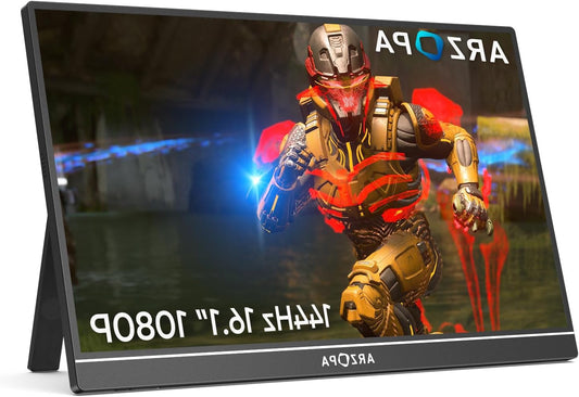ARZOPA 16.1" 144Hz Portable Gaming Monitor with Built-in Stand - 1920×1080 FHD, 106% sRGB, HDR, Ultra-Thin - External Monitor with Eye Protection for Laptop, PC, Mac, PS3/4/5, Xbox - Z1FC - QUORE