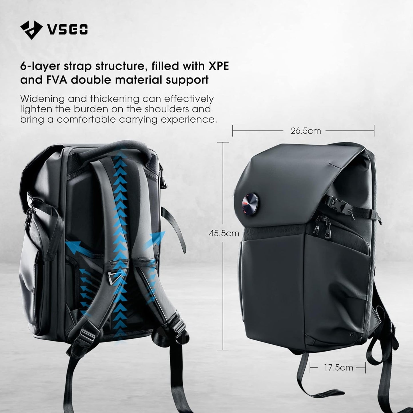 VSGO Professionele camerarugzak, 20 liter, compatibel met Sony Canon Nikon-camera's, DJI RSC2 Gimbals, statief, 15,6 inch laptop, lenzen en accessoires - waterdicht TPU-canvas, reizen en buitengebruik