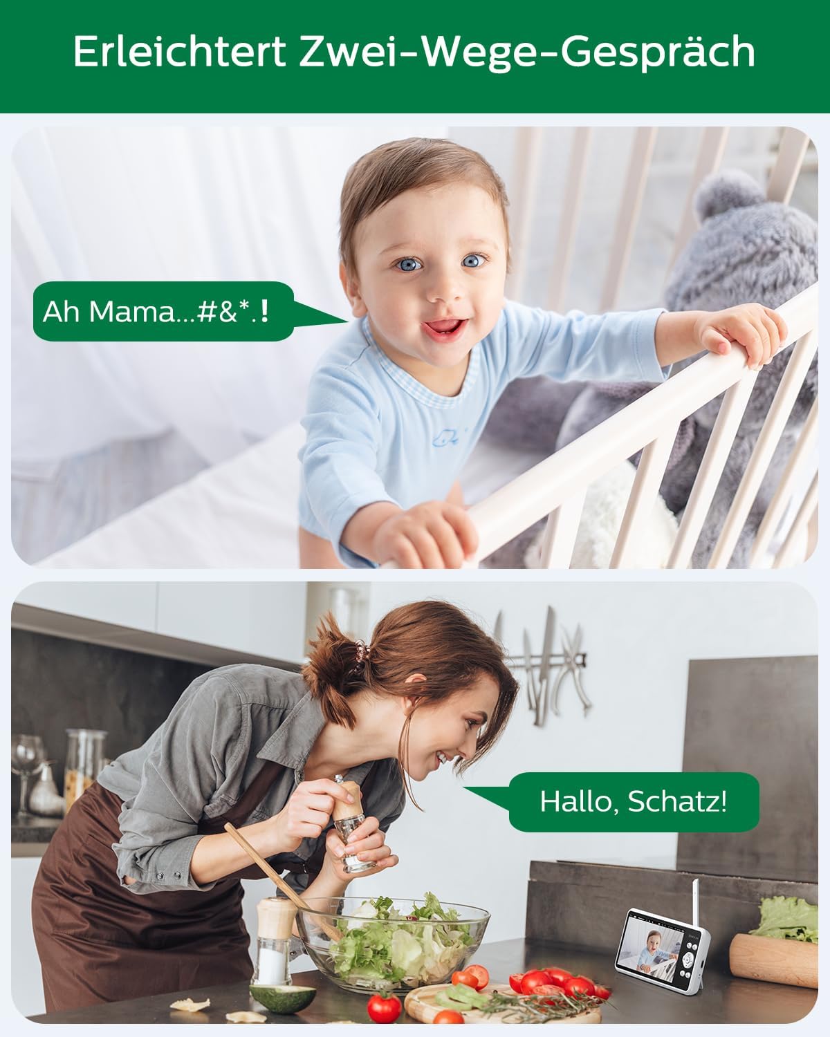 Babyfoon – Baby Monitor – Kinderopvang Monitor – Video Babyfoon – Draadloze Babycamera – 5 Inch 720P HD IPS Scherm – 4000mAh Batterij Met VOX-Modus