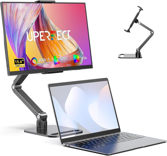 UPERFECT Draagbare Monitor 15.6" 125% sRGB Portabler Monitor met Opvouwbare Standaard, 2000:1 Contrast HDR EyeCare FHD Mat Ultradun Tweede Scherm voor Laptop/PC/Smartphone/Spelconsoles