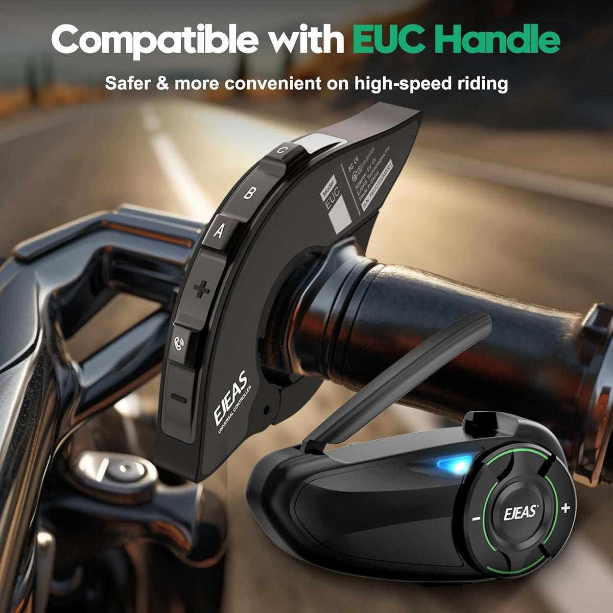 EJEAS Q8 Mesh Bluetooth Headset, Helmet Intercom for Up to 6 Motorcyclists, Communication System with 800 m Range Headset, Motorcycle Helmet with Strong Anti-Interference Ability