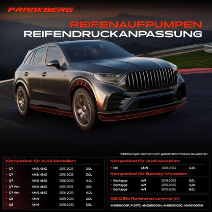 Frankberg Luchtvering compressor met droger, compatibel met Q7 4MB 4MG 2.0L-4.0L 2015-Vandaag Q8 4MN 2.0L-4.0L 2018-Vandaag Bentayga 4V1 3.0L-6.0L 2015-Vandaag Replace# 4M0616005H