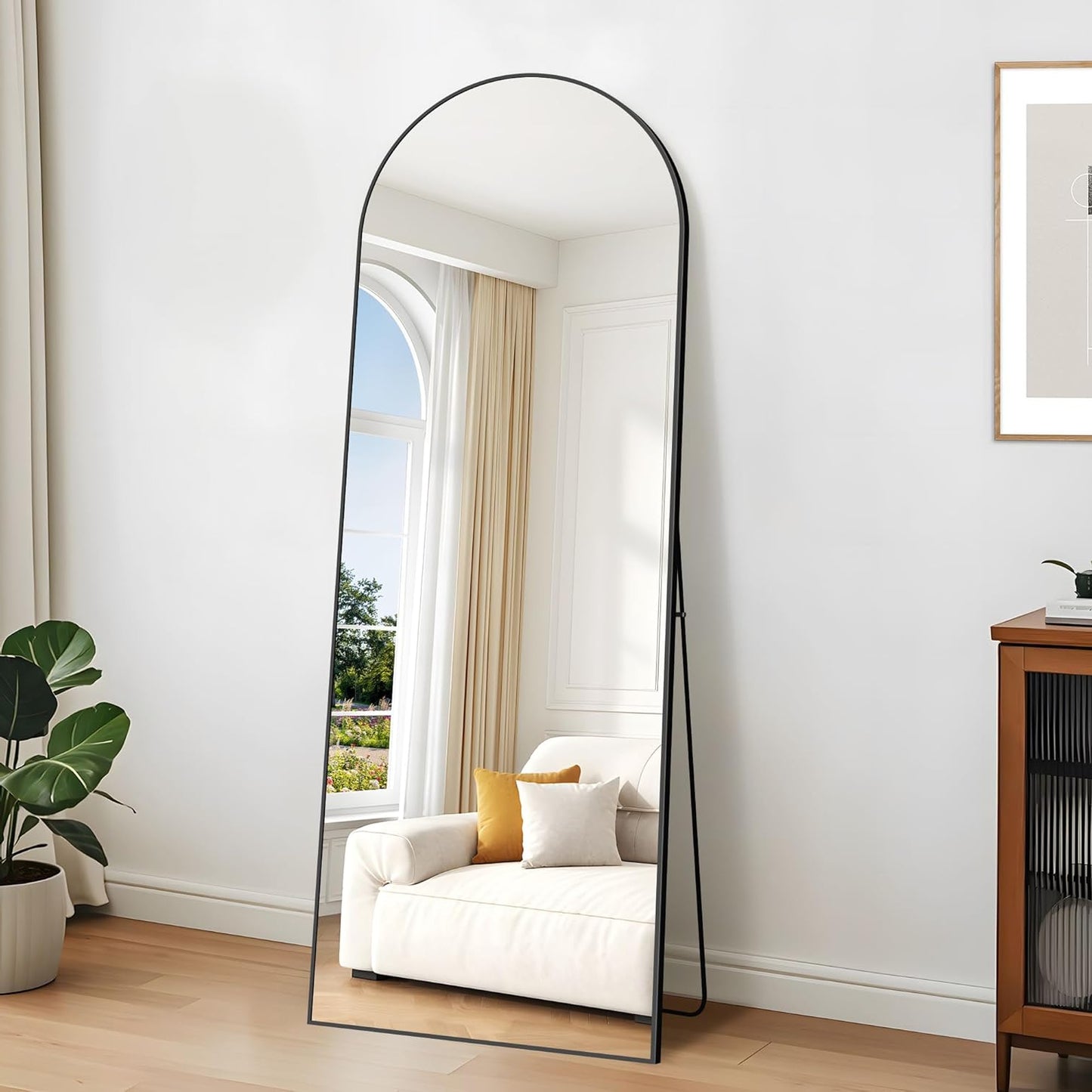 Gebogen spiegel – Vloerspiegel – Lichaamsspiegel – Staande spiegel – Full body spiegel – 165,1 x 61 cm – Aluminiumlegering frame