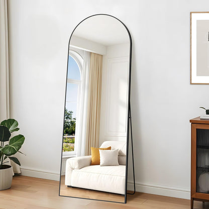 Gebogen spiegel – Vloerspiegel – Lichaamsspiegel – Staande spiegel – Full body spiegel – 165,1 x 61 cm – Aluminiumlegering frame