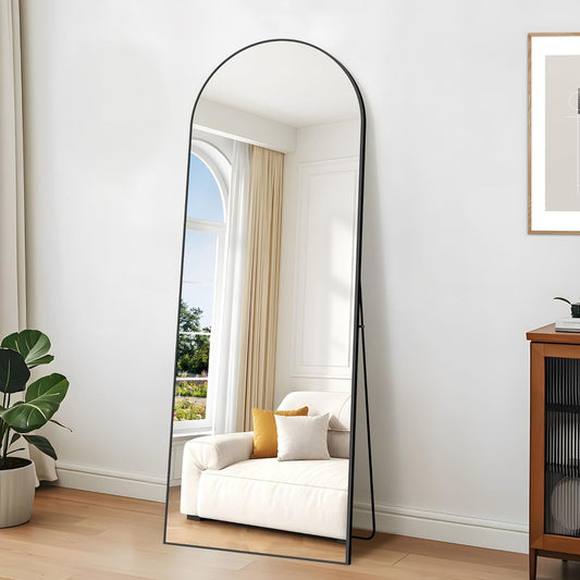 Gebogen spiegel – Vloerspiegel – Lichaamsspiegel – Staande spiegel – Full body spiegel – 165,1 x 61 cm – Aluminiumlegering frame