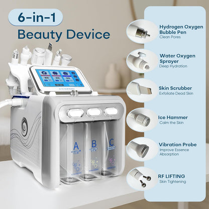 Hydrafacial Professioneel Aquafaciaal Apparaat – Waterstof-Zuurstof Schoonheidsmachine – Hydrafacial Apparaat – Aquafacial Apparaat – Hydrofaciaal Apparaat – 6-In-1 – Touchscreen Met Instelbare Waterstroom En Druk