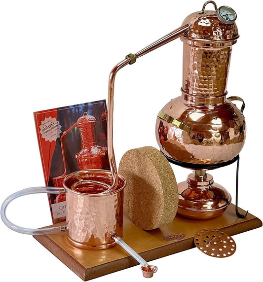 Aroma Distillation system Arabia 2 Liter I Tafeldestille incl. alcohol burner, aroma sieve & thermometer I Distillator for hydrolates & essential oils I For beginners - QUORE