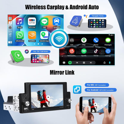 [2 + 64G] SIXWIN Android 13 autoradio 1 DIN met fysieke toetsen, 5,9 inch capacitief touchscreen wifi/GPS/FM/RDS/Bluetooth/SWC