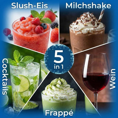 Professionele 6-in-1 slush-machine met intelligente receptuurherkenning, 2 liter inhoud, touchscreen, turbo-koeling, geen ijs nodig, automatische reiniging, perfect voor cocktails