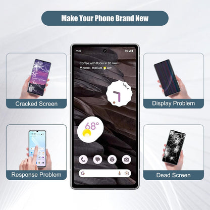 Vervangend lcd-display, compatibel met Google Pixel 7A GWKK3 GHL1X 6,1 inch lcd-display, touchscreen, montage met tools, ondersteuning voor vingerafdruk (met frame)