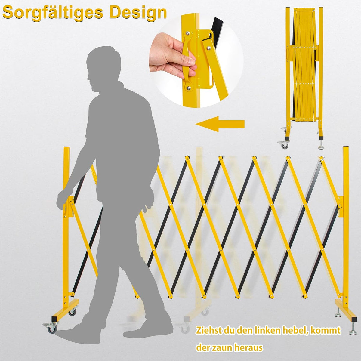 Hekrollen met maximale breedte 270 cm x hoogte 120 cm, telescopische poort, poort, bouwplaats/treinstation/school/garage, raster-accordeonhek, hekpoort (licht, compact)