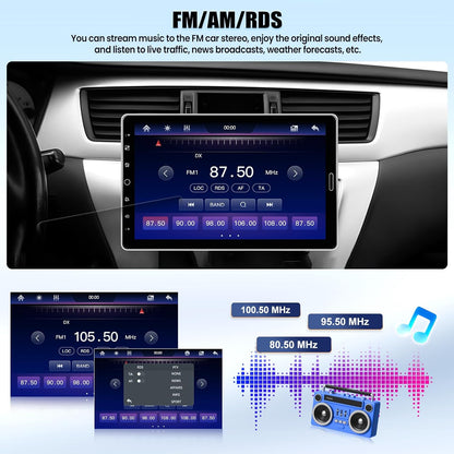 1 DIN autoradio met draadloos CarPlay Android Auto autoradio met draaibaar 10,1-inch touchscreen Bluetooth FM/AM/RDS radio Mirror Link USB/TF-kaart/Aux-ingang SWC EQ ondersteuning DVR+