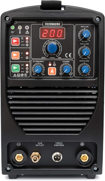 IPOTOOLS TC200ACDC TIG lasapparaat - TIG boog lasapparaat met 200 A 230 V IGBT, 3-in-1 TIG-station, MMA elektroden, draagbaar lasapparaat, 7 jaar garantie