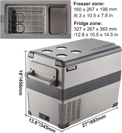 VEVOR Auto Koelkast 45L Compressor Koelbox Draagbare Koelkast Kleine Vriezer voor Boot Truck Auto Camping