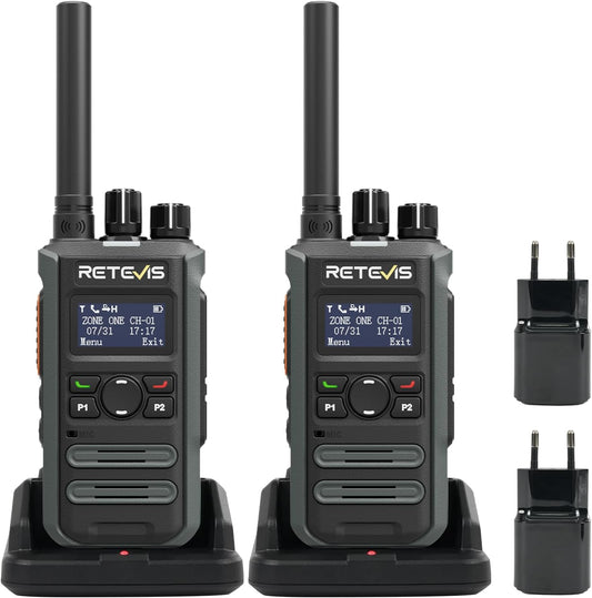 Retevis MateTalk P3 Digitale Portofoon, Snelladen, Compatibel met Motorola Radio, Groepsgesprekken met Groot Bereik, LCD-Scherm, Mini Portofoon voor Detailhandel en Bedrijven (2 verpakkingen)
