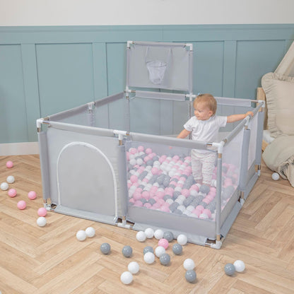 Square Baby Playpen With Plastic Balls, Basketball - QUORE