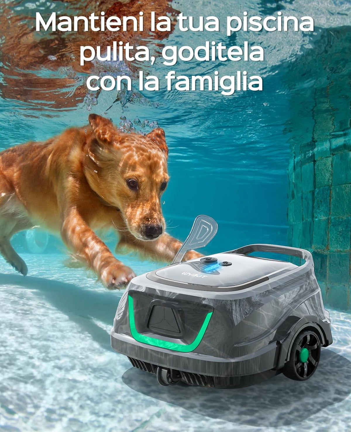 WYBOT A1 Zwembadrobot met accu, draadloze zwembadstofzuiger met 120 minuten looptijd en dubbele filtratie, automatisch parkeren voor opstelzwembaden met platte bodem tot 100 m², 2,5 uur snel opladen