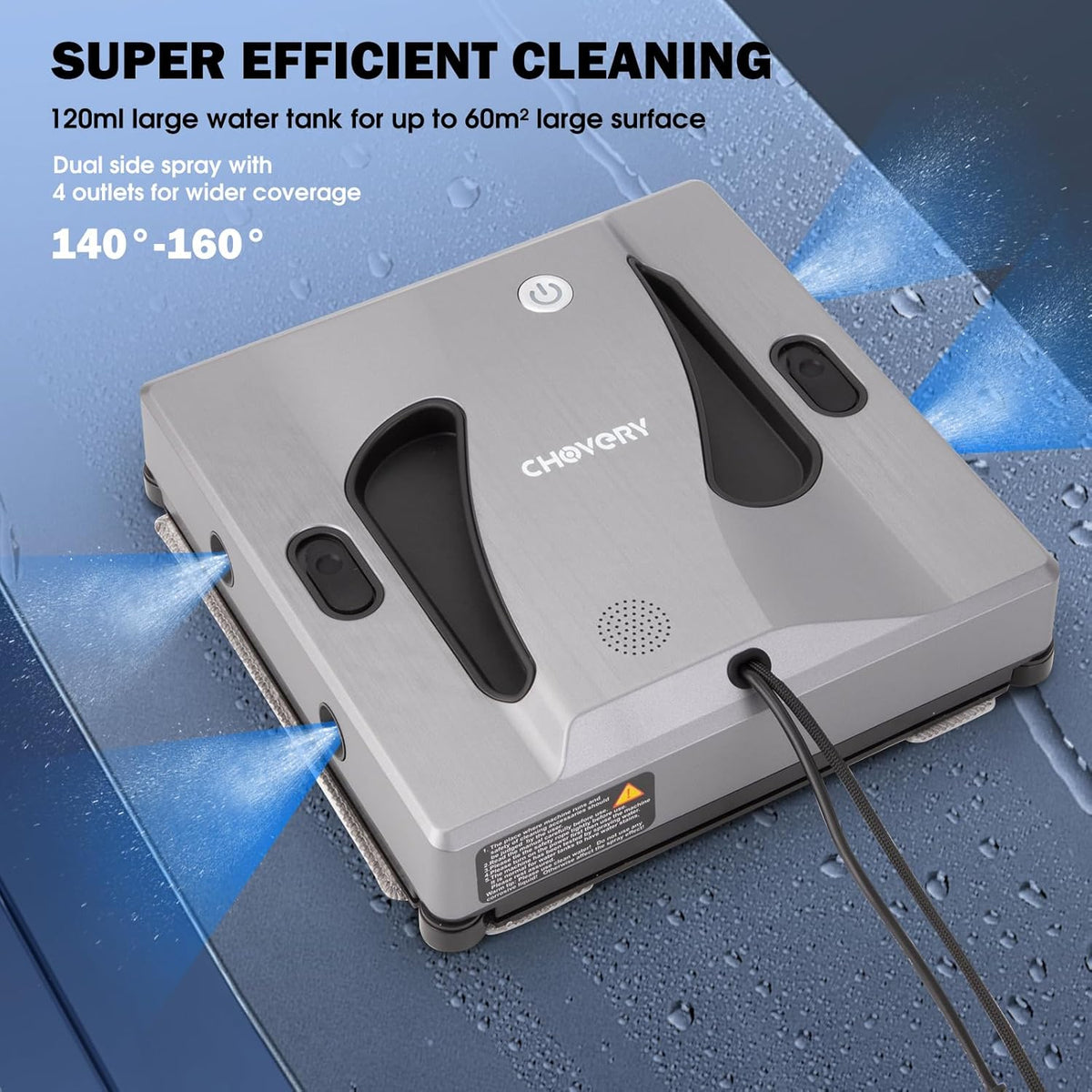 CHOVERY CL4 Window Cleaner Robot with 4 spray heads 6000Pa Window Cleaning Washer Robot with 5.0 All Intelligent Navigation 65dB Low Noise Glass Cleaning Robot for Framed/Frameless Surface - QUORE
