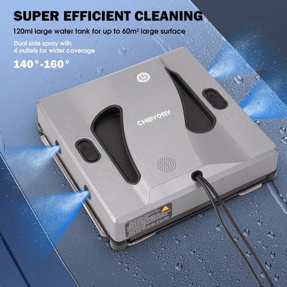 CHOVERY CL4 Window Cleaner Robot with 4 spray heads 6000Pa Window Cleaning Washer Robot with 5.0 All Intelligent Navigation 65dB Low Noise Glass Cleaning Robot for Framed/Frameless Surface - QUORE