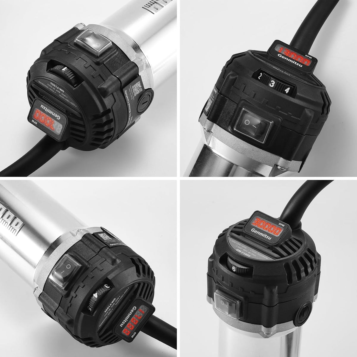 Genmitsu 710 W CNC-compacte frees, 65 mm diameter, spindelmotor met digitaal lcd-display, 6 instelbare snelheden, 1/8" ER11 spantang, 4 koolborstels, voor CNC-freesmachines