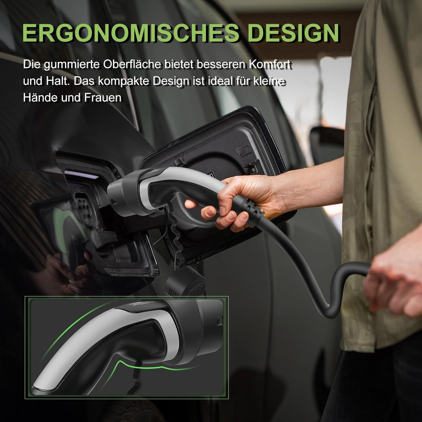 11 kW Type 2 Oplaadkabel – EV-kabel – Laadkabel Elektrische Auto – Mennekes Oplader – 3-fasen 16A Kabel – 7,5 Meter Spiraalkabel – Vuurvast TPU Materiaal – IP55 Waterdicht