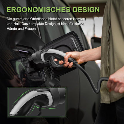 11 kW Type 2 Oplaadkabel – EV-kabel – Laadkabel Elektrische Auto – Mennekes Oplader – 3-fasen 16A Kabel – 7,5 Meter Spiraalkabel – Vuurvast TPU Materiaal – IP55 Waterdicht