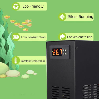 Aquarium Waterkoeler EU Stekker – Aquariumkoeler, Waterkoeler, Chiller, Koelmachine – Voor Tot 35L – 120W Vermogen, Digitaal Display
