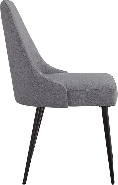 Ball & Cast Gestoffeerde keukenstoelen, set van 2, moderne eetkamer, comfortabele zijstoel met gewatteerde zitting en metalen poten, grijs