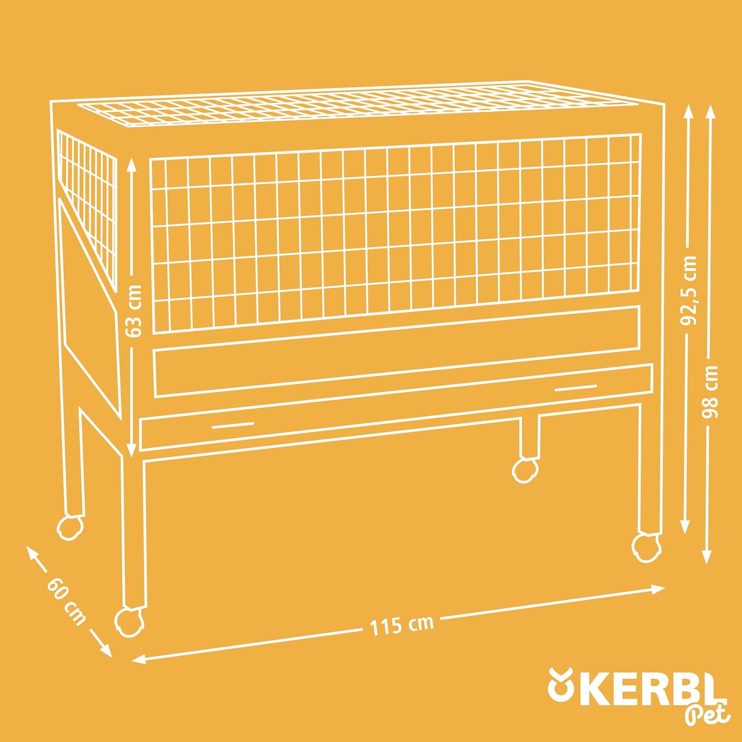 Kerbl Pet Kerbl Indoor Deluxe 82725 Small Animal Cage 115 x 60 x 92.5 cm with Wheels for Hamsters / Guinea Pigs etc.) - QUORE