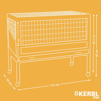 Kerbl Pet Kerbl Indoor Deluxe 82725 Small Animal Cage 115 x 60 x 92.5 cm with Wheels for Hamsters / Guinea Pigs etc.) - QUORE