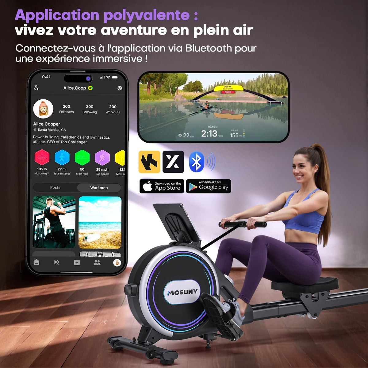 Rowing machine for strength training in the apartment - QUORE
