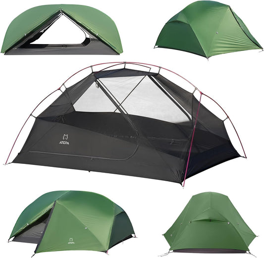 ATEPA Ultralichte Tent 2 Personen 1.9kg Waterdicht & Winddicht, Campingtent Afscheidbaar Mesh-Binnengedeelte met Voorbouw voor Trekking, Camping, Outdoor, Wandelen