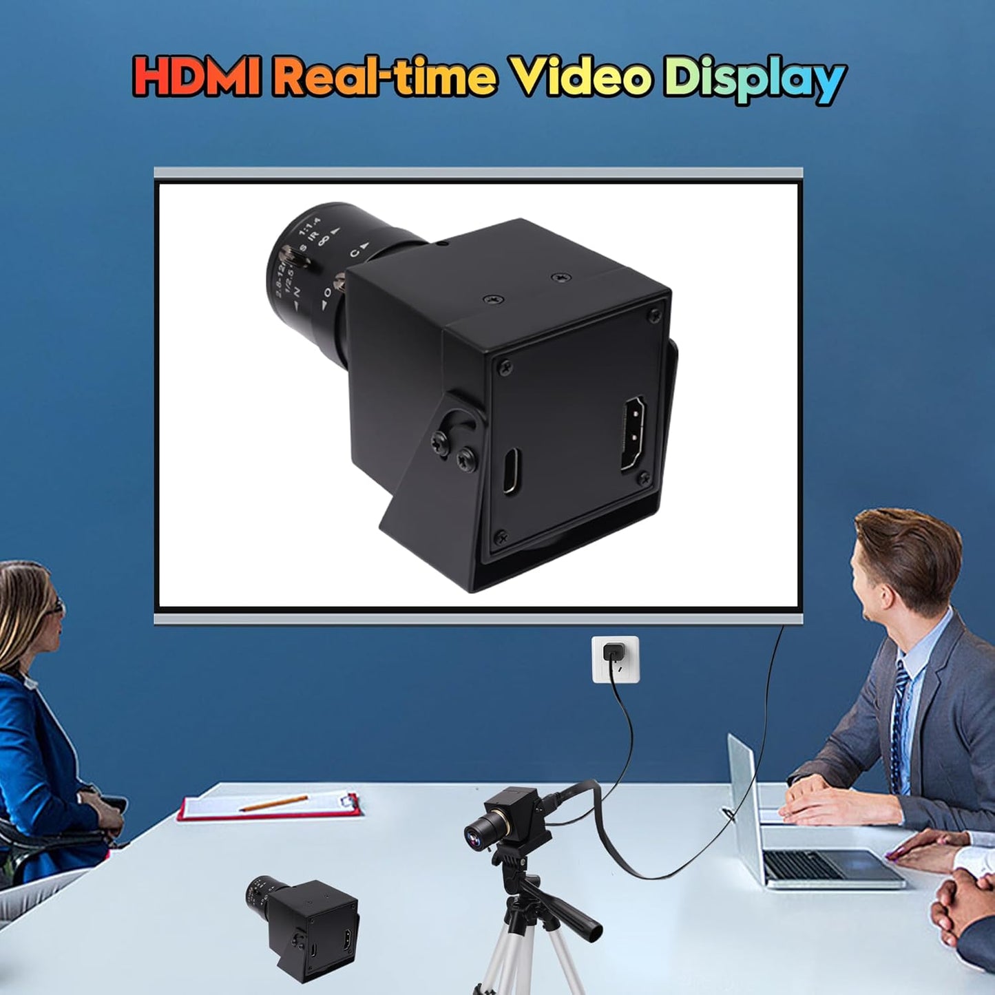 Svpro 4K USB HDMI-camera, handmatige focus, webcam voor close-ups met 2,8-12 mm zoomlens, plug and play-camera voor industrie, streaming en thuisvideo, externe camera voor computer, laptop, monitor,