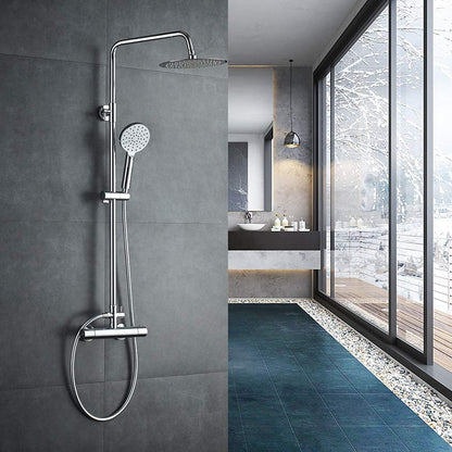 Douchesysteem – Douche Set – Thermostaatkraan – Handdouche – Douchekop – Thermostatische Temperatuurregeling – 3 Verstelbare Sproeistanden – Hoogglans Chroom
