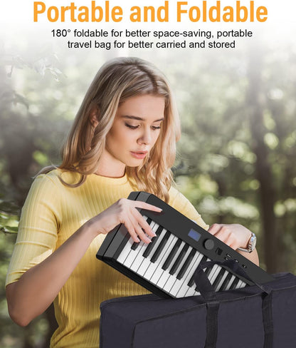 Opvouwbare 88-Toetsen Piano Toetsenbord – Keyboard – Digitale Piano – Elektrische Piano – Draagbare Piano – Semi-Gewogen Toetsen, Bluetooth & MIDI, Inclusief Sustainpedaal