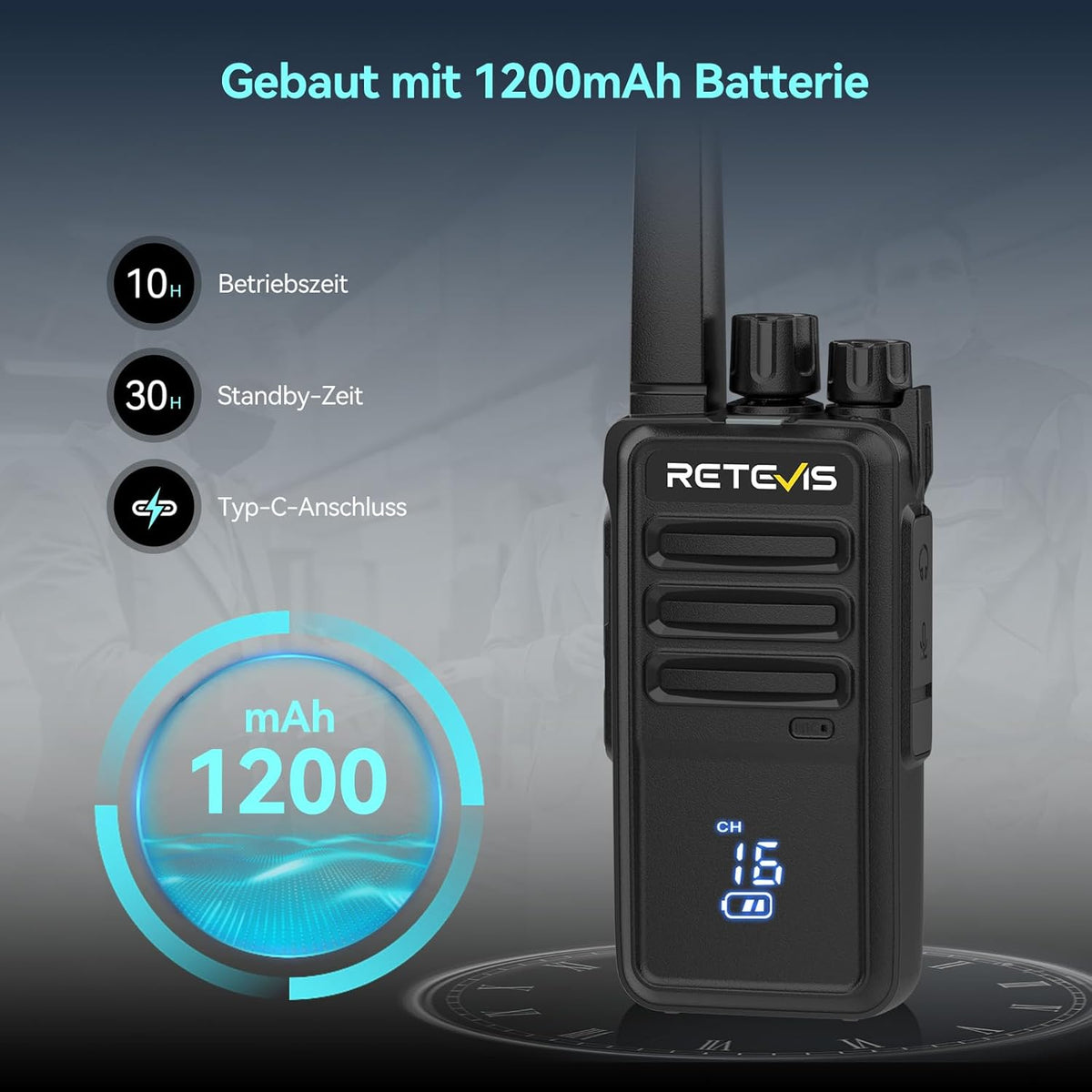 Retevis RT668H Walkie Talkie Active View-display, met 10-Weg Oplader, Oplaadbare Walkie-Talkie VOX, USB-C, PMR446 Professionele Tweewegradio met Oortelefoon voor Hotel, Beveiliging (Zwart, 10 Stuks)